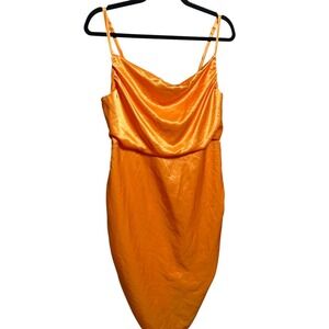 Wild Fable Orange knee length dress elastic Back Spaghetti Strap‎ Large NWOT